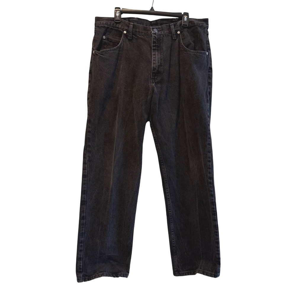 Wrangler VINTAGE Authentic Jeans Mens 38x30 Faded Black Denim Straight 97601CB